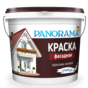 Краска Белоснежная Фасадная PANORAMA 3кг корич.крышка