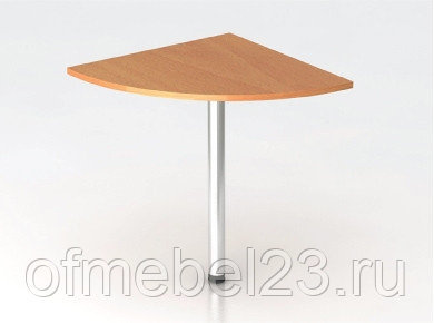 Стол приставной угловой на хромированной ножке, радиус 70 см.