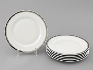 Набор тарелок обеденых 25 см 6 предметов Изящная платина, Сабина 02160125-0011, Leander