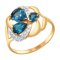 Кольцо из золота с синими топазами и фианитами SOKOLOV, арт. 714755