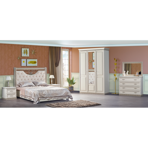 Спальня Берта 1400 мм шкаф 3-створчатый белый жемчуг