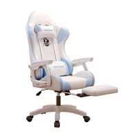 Игровое кресло Yipinhui DJ-06, 3 Gen, алюминий, подставка для ног, белый/синий