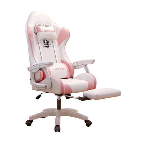 Игровое кресло Yipinhui DJ-06, 3 Gen, сталь, подставка для ног, белый/розовый