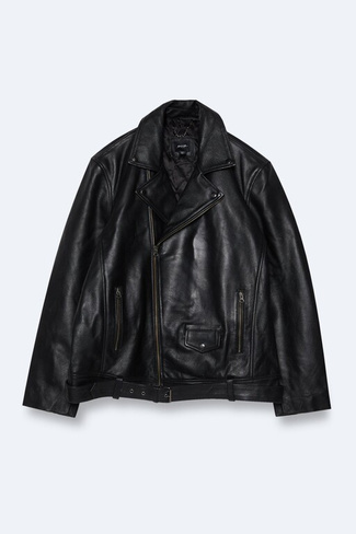 Байкерская куртка-бойфренд из натуральной кожи больших размеров Nasty Gal, черный