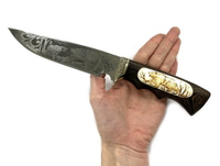Нож Легионер кованый 95х18, рукоять из древесины венге и мельхиора, вставка из кости Мастерская Семина