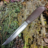 Нож Финка 108, Х12МФ, резинопластик, коричневый Русский булат