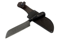 Кухонный нож Повар №3, дамасская сталь, черный граб Мастерская Семина