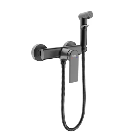 Гигиенический душ Frap Arne F20204-6, набор со смесителем, цвет черный матовый FRAP