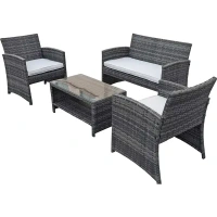 Комплект садовой мебели Lori искусственный ротанг серый диван 1 шт. стол 1 шт. кресло 2 шт. подушки 3 шт. Без бренда LOR