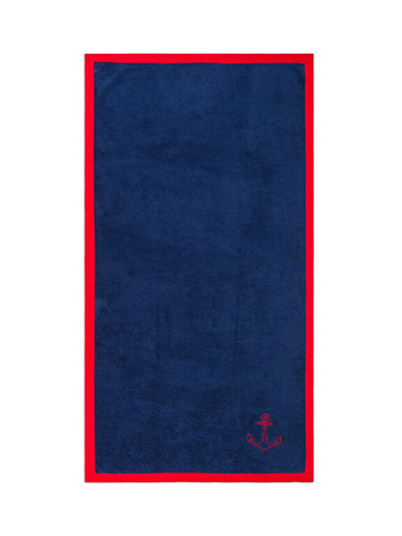 Пляжное полотенце из хлопковой махры с вышивкой в ​​виде якоря Coincasa, синий