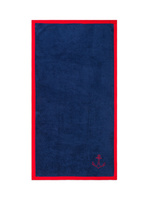 Пляжное полотенце из хлопковой махры с вышивкой в ​​виде якоря Coincasa, синий