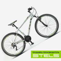 Велосипед горный Navigator-590 V, колёса 26" K010 16" Серый/салатовый STELS