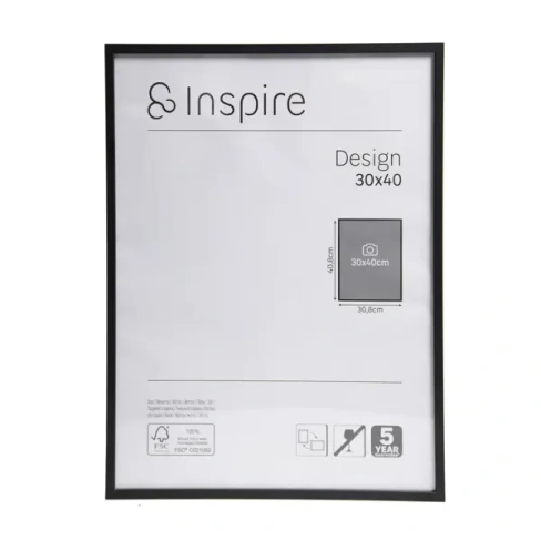 Рамка Inspire Design 30x40 см алюминий цвет черный INSPIRE None