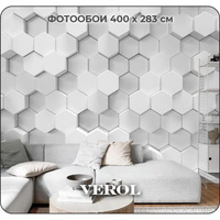 Флизелиновые фотообои Verol шестиугольники 400x283 см, серый, 4 полосы