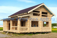 Сруб Зимнего Дома 10.0х10.5 м с котельной, террасой и крышей "Ижорец"