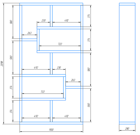 Стеллаж Glazgo 280x1100x2100 мм кашемир