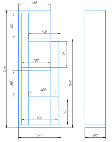 Стеллаж Disko 280x580x1590 мм кашемир