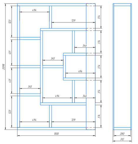 Стеллаж Twist 280x1300x2100 мм кашемир