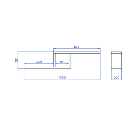 Полка RISE 200x1700x380 мм кашемир