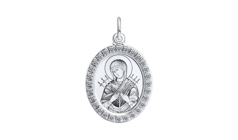 Подвеска-иконка серебряная Sokolov «Лик Божией Матери Семистрельной» с фианитами