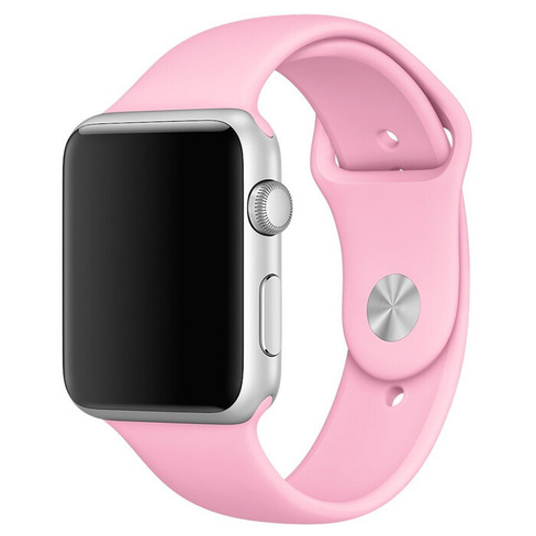 Сменный ремешок Apple Watch 42/44/45мм, розовый силикон