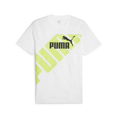 Мужская футболка PUMA POWER с рисунком PUMA White Lime Sheen Green Green