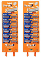 Станки одноразовые для бритья Treet Razer 3 на листе (2 листа по 12 штук) TREET
