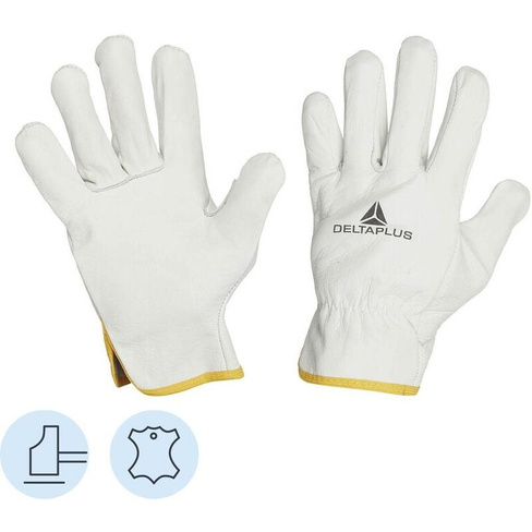 Перчатки рабочие защитные Delta Plus FBN49 кожаные бежевые (размер 10, XL)