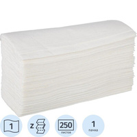 Полотенца бумажные 1-слойные белые 1 пачка 250 листов