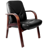 Конференц-кресло Verona D черное/темный орех (натуральная кожа с компаньоном, дерево темный орех)