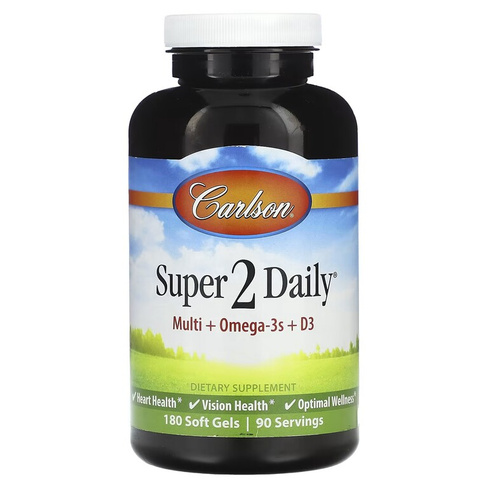 Пищевая добавка Carlson Super 2 Daily Multi + Omega-3 + D3, 180 мягких таблеток