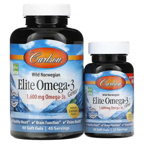 Омега-3 Carlson Wild Norwegian Cod Liver Oil EcoSmart с лимонным вкусом 1600 мг, 120 таблеток (800 мг на одну таблетку)