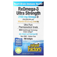 Омега-3 с витамином D3 Natural Factors Ultra Strength 2150 мг, 150 капсул (1075 мг на капсулу)