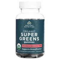 Пищевая добавка Ancient Nutrition Super Greens с клубникой и арбузом, 100 жевательных конфет