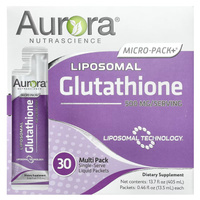 Aurora Nutrascience Micro-Pack+ липосомальный глутатион 500 мг 30 одноразовых пакетов с жидкостью по 0,46 жидких унций (