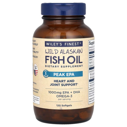 Пищевая добавка Wiley's Finest Wild Alaskan Fish Oil Peak EPA, 120 мягких таблеток