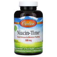 Пищевая добавка Carlson Niacin-Time 500 мг, 250 вегетарианских таблеток