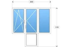 Балконный блок ПВХ 2000x2100 для дачи