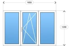 Окно ПВХ 1600x1200 трехстворчатое для дачи