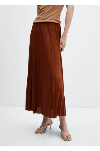 Длинная плиссированная юбка Mango, коричневый