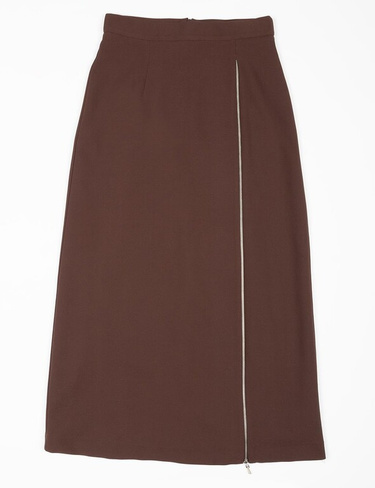 Детальная юбка с застежкой-молнией и складками Темно-коричневая KYR