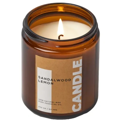 Свеча ароматизированная Sandalwood&Lemon коричневый 9 см Без бренда None