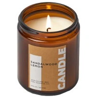 Свеча ароматизированная Sandalwood&Lemon коричневый 9 см Без бренда None