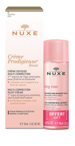 Бархатный крем Creme Prodigieuse для нормальной и сухой кожи и мицеллярная вода, 40 мл + 40 мл Nuxe