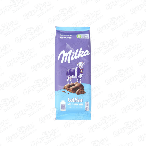 Шоколад Milka bubbles молочный пористый 92г МИЛКА
