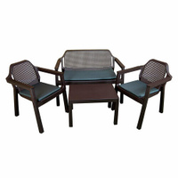 Набор садовой мебели пластиковый Adrianoplast Easy comfort темно-коричневый стол диван и 2 кресла (Р6037КОР) ADRIANOPLAS