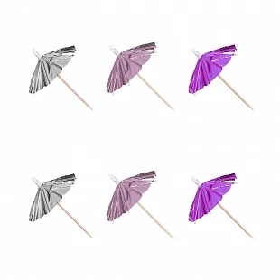 Шпажки для канапе Зонтики фольгированные, разноцветные