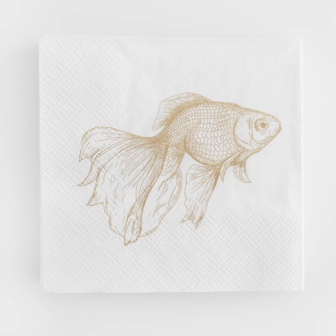 Салфетки бумажные, 21х21 см, 20 шт, белые, Рыбка, Goldfish