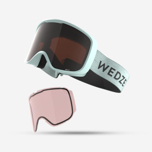 Лыжные очки для сноуборда для детей и взрослых для любой погоды - G 100 I зеленые WEDZE, цвет gruen
