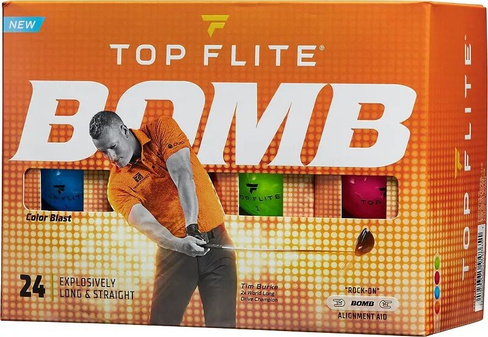 Мячи для гольфа Top Flite 2022 BOMB Color Blast — 24 шт., мультиколор